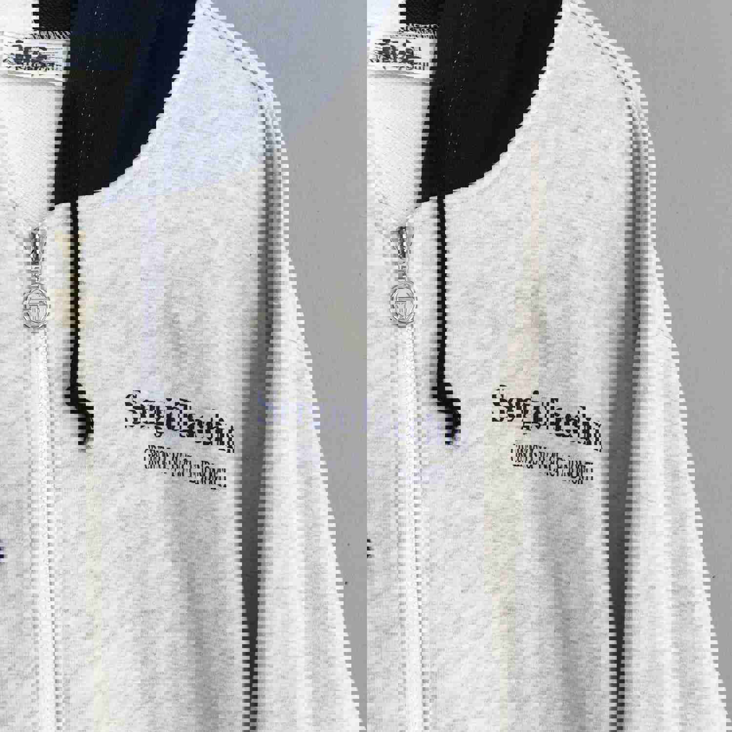 Vintage 90s Sergio Tacchini XL Hoodie Sweatshirt - Classic Gray/Blue Zipper Hoodie