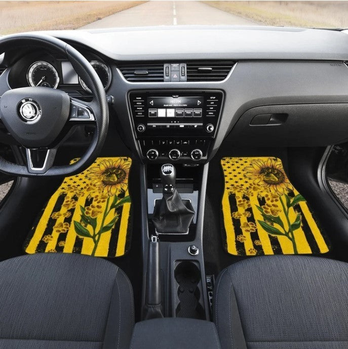Sunflower Car Floor Mats - Custom You Are My Sunshine Design