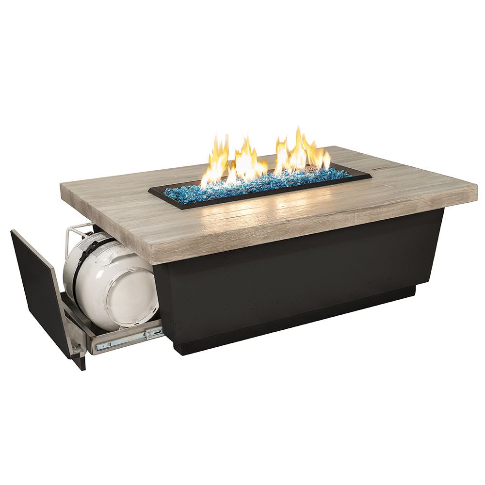 American Fyre Designs 785-BA Reclaimed Wood Propane Fire Pit Table