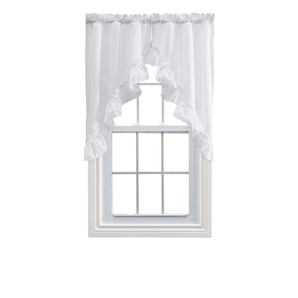 Ellis Stacey Ruffled Window Swag, 60x38 White