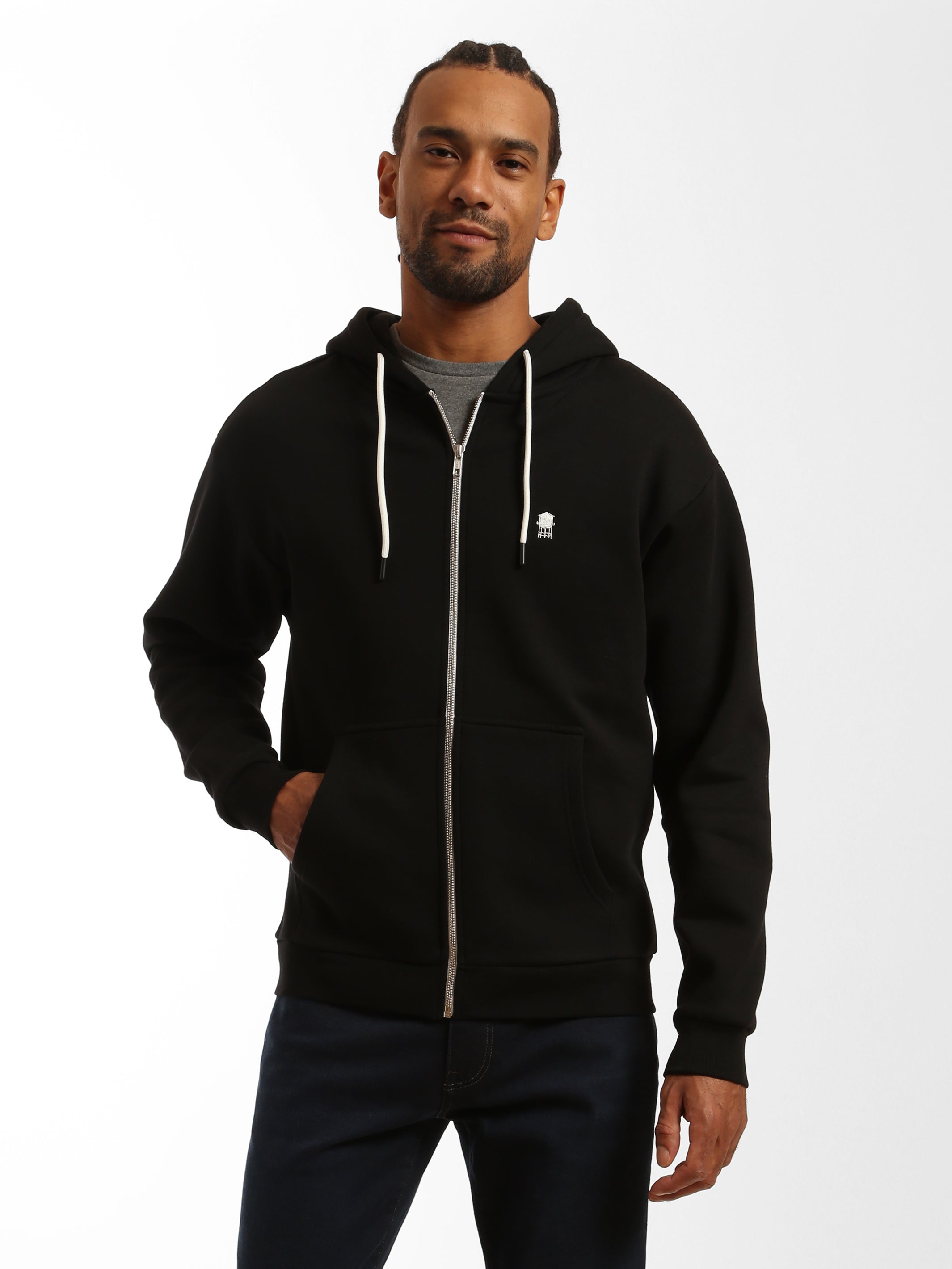 Men's Comfortable Water Tower Logo Zip-Up Hoodie