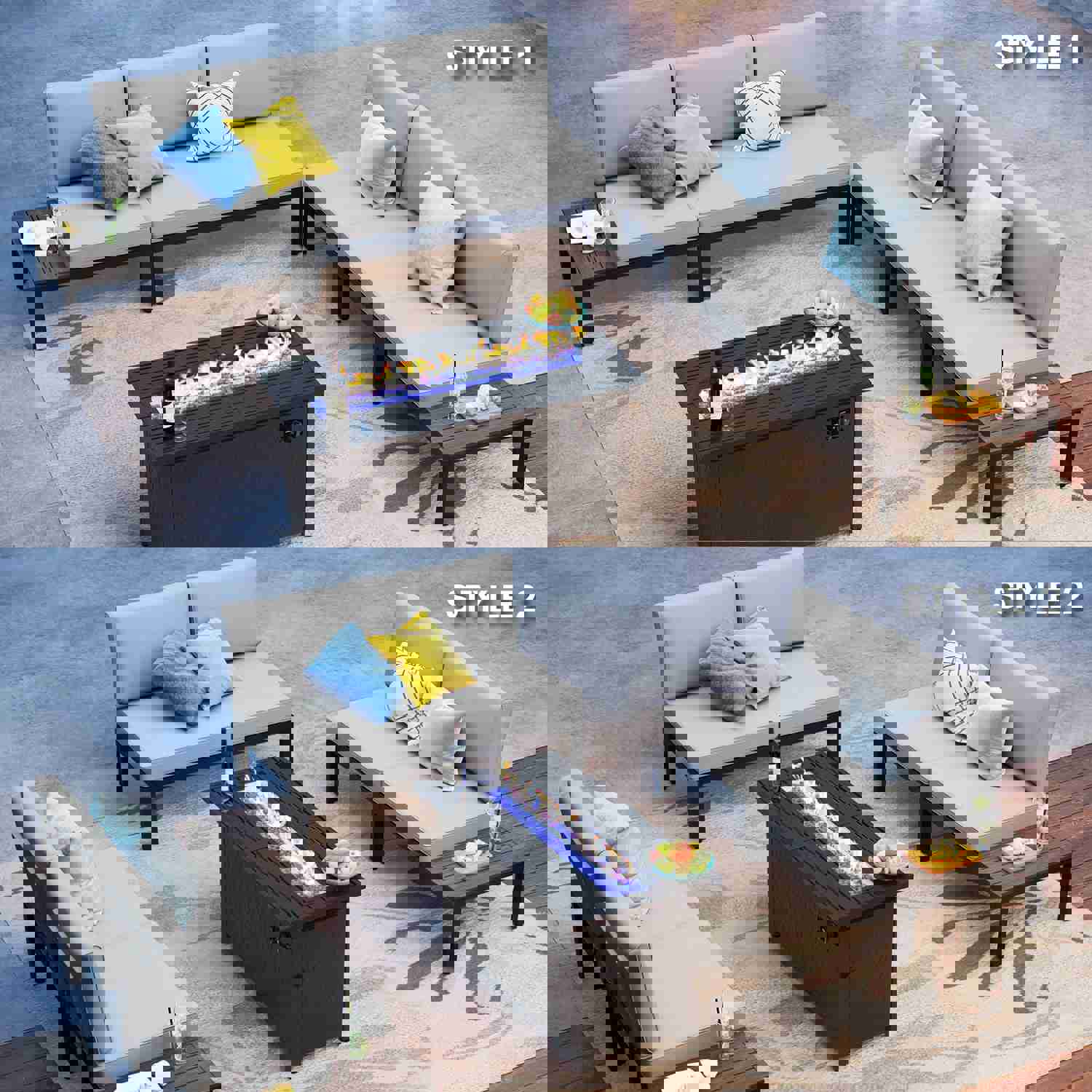 Phi Villa 6-Piece Outdoor Modular Sofa Set with Fire Pit