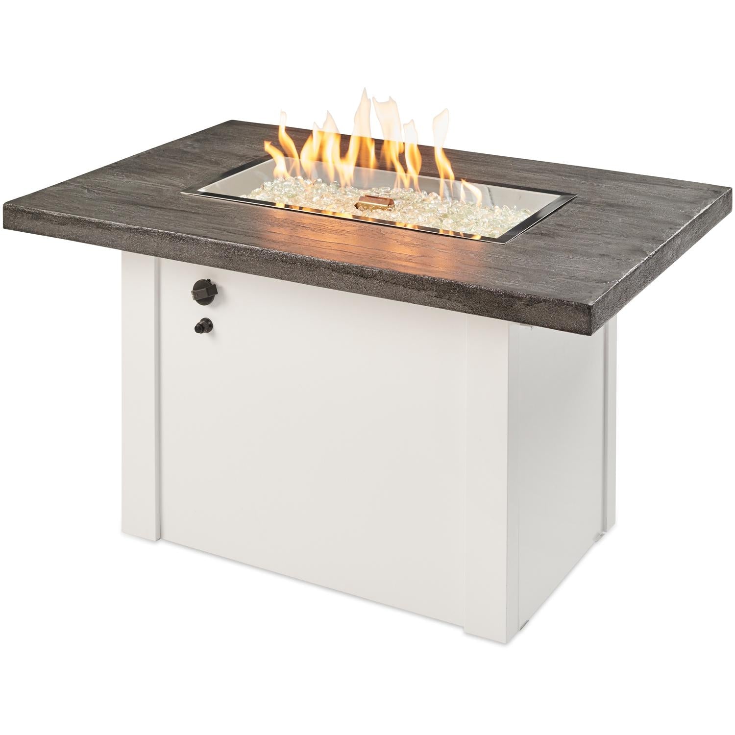 Stone Grey Havenwood Gas Fire Pit Table with White Base