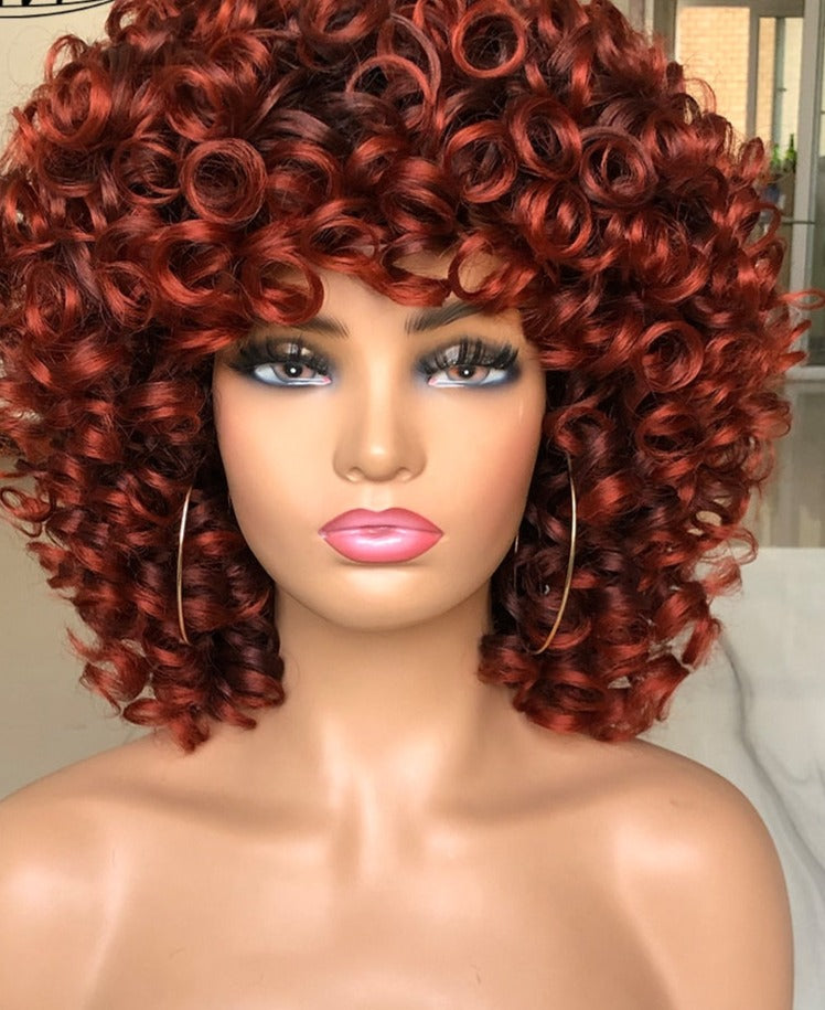 Stylish Short Curly Wine Red Wig for Daily Use and Cosplay