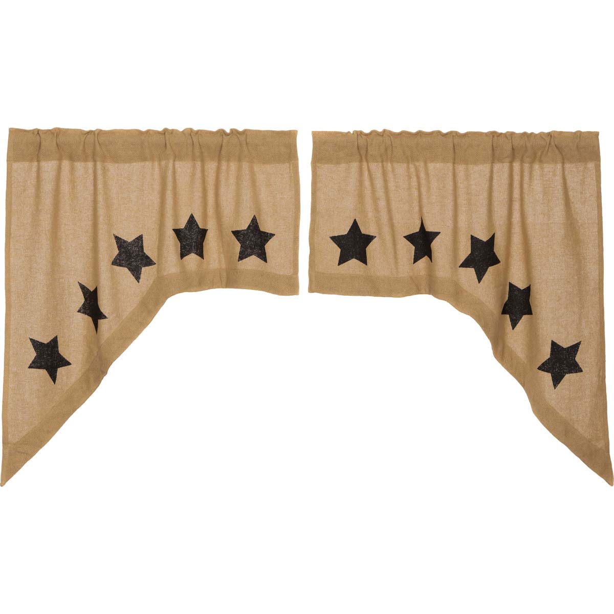 Rustic Country Style Burlap Swag Curtain Set