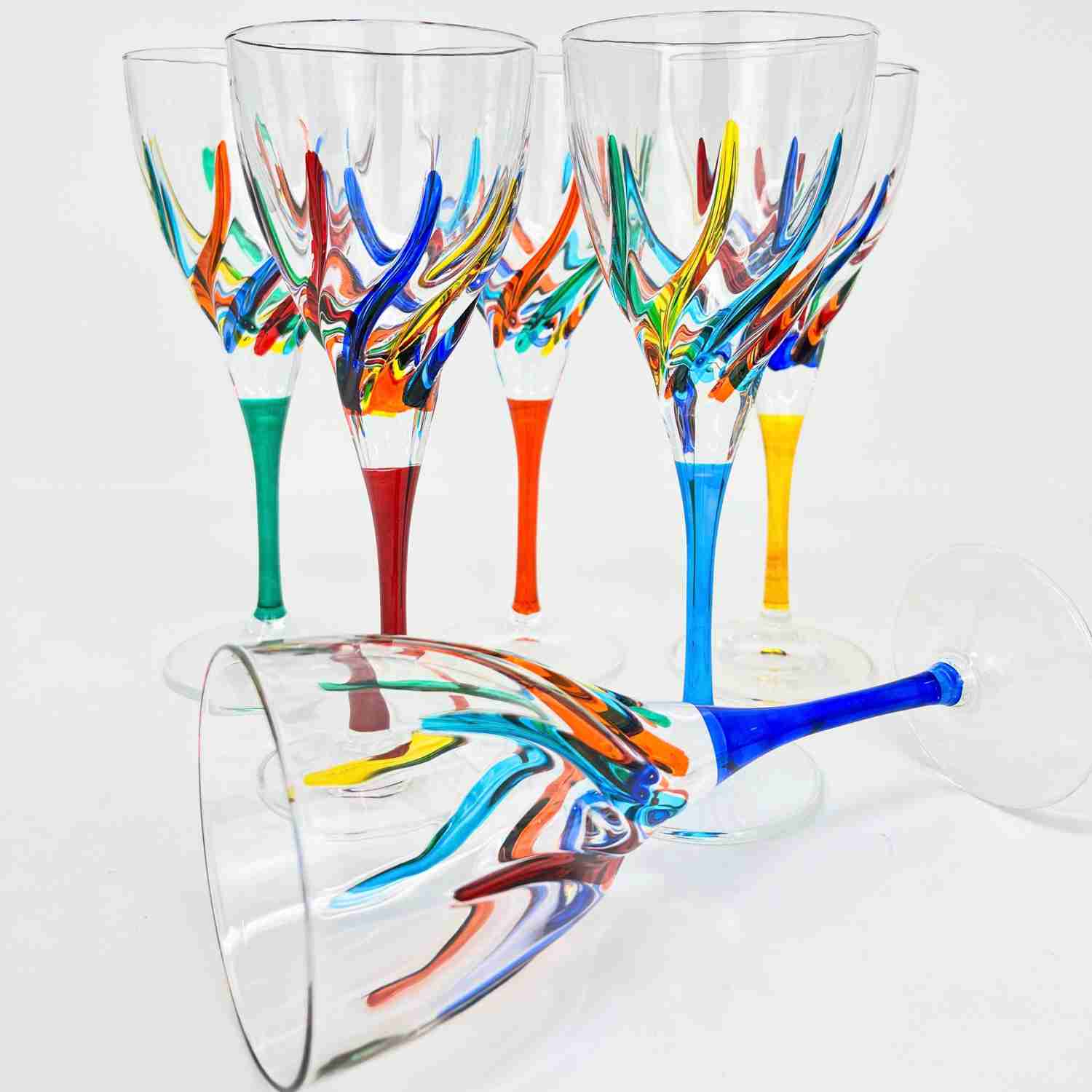 Elegant Hand-Painted Trix Wine Glasses, Set of 2