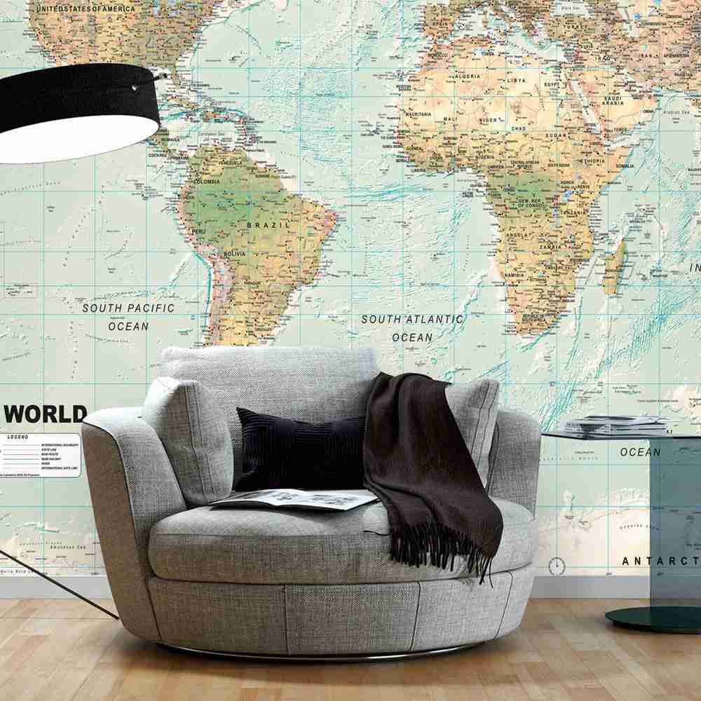 World Map Peel & Stick Wall Mural - Vintage Style, Easy Decor