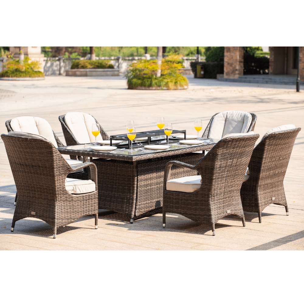 Luxurious 6-Seat Fire Pit Dining Set with Eton Chairs