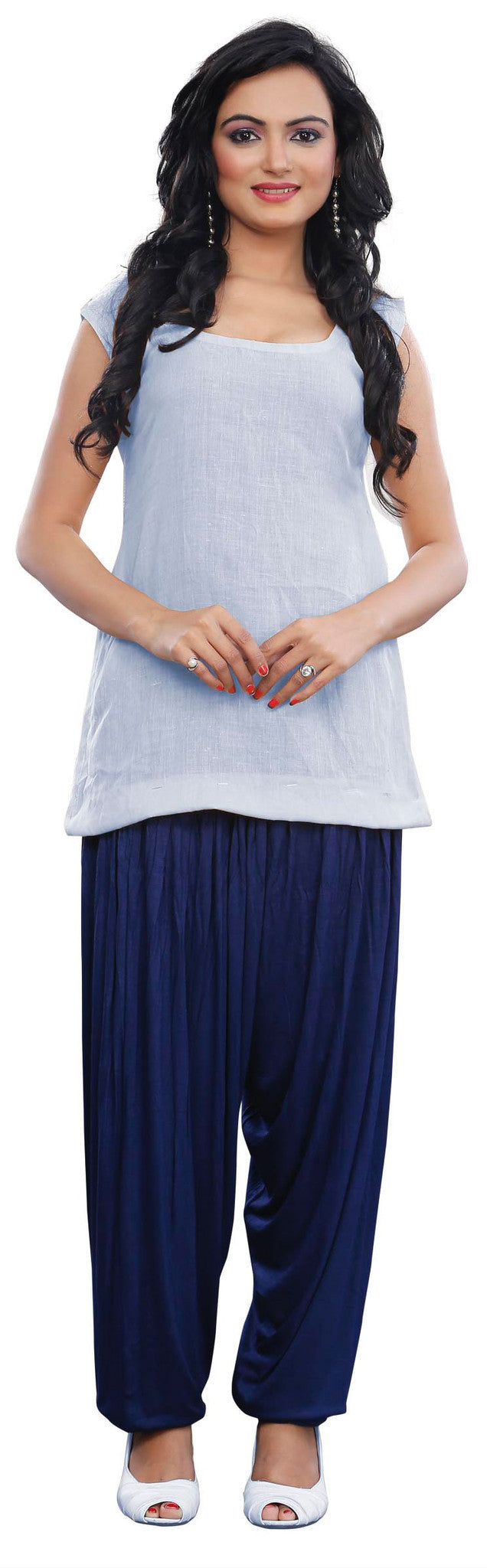Elegant Indian Patiala Pants for Women, Dark Blue
