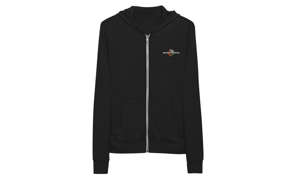 Unisex Lightweight Embroidered Zip Hoodie