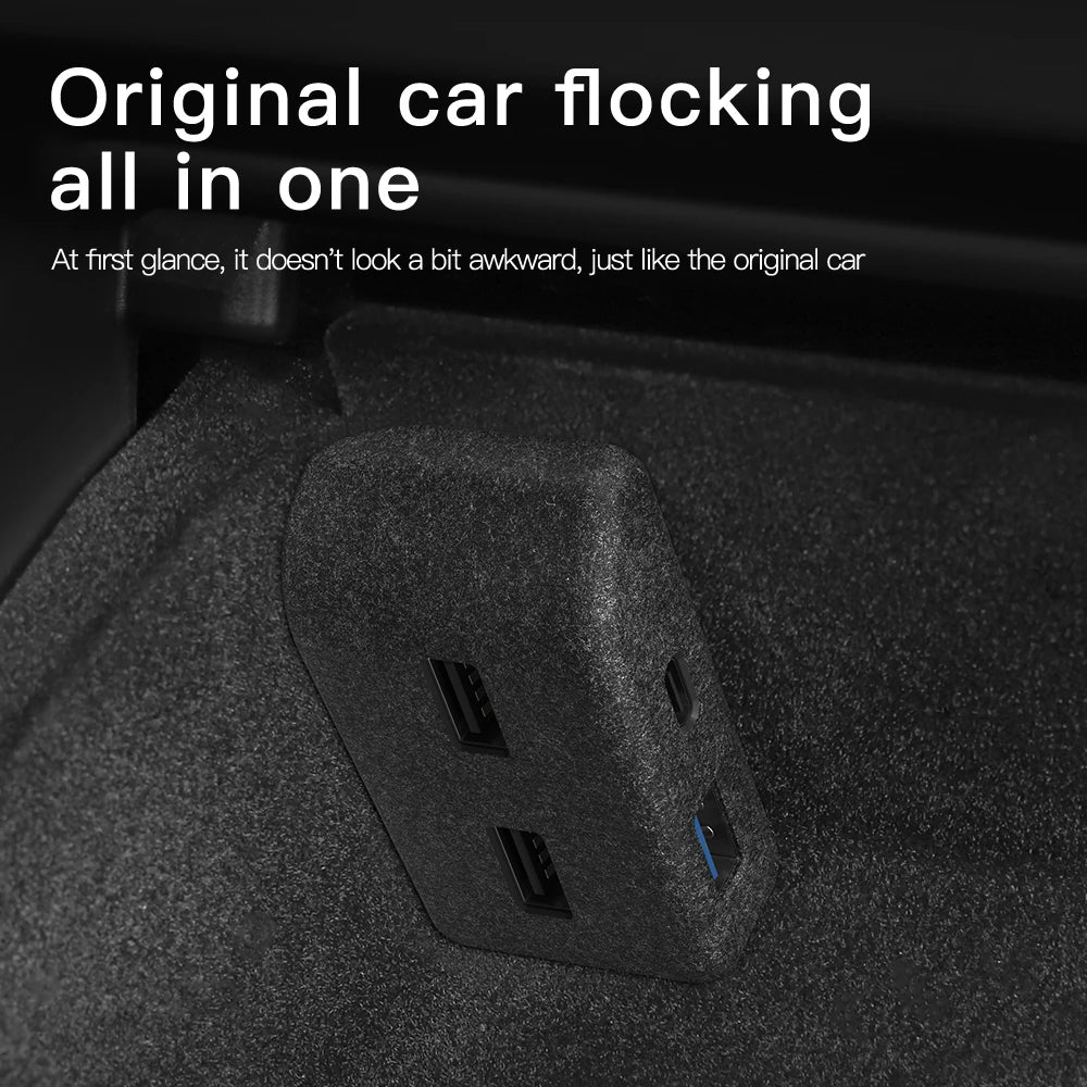 YZ Tesla Model 3 & Y 2021-2023 Glove Box Flocking USB Hub Quick Charger
