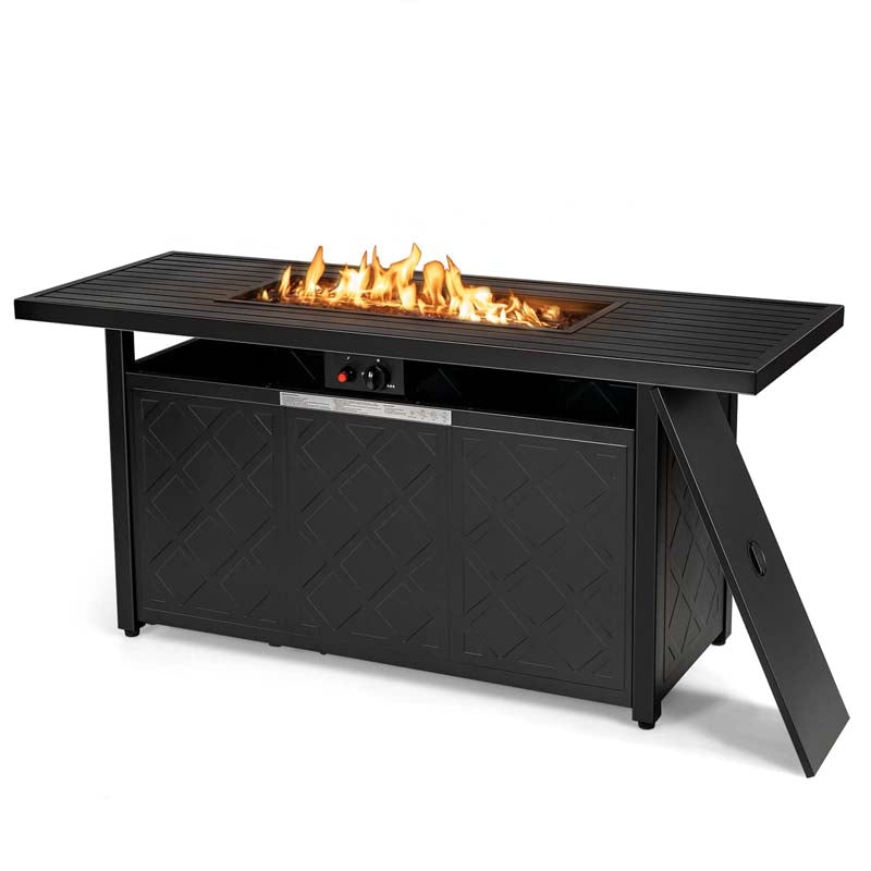57" Rectangular Outdoor Propane Gas Fire Pit Table with Auto-Ignition