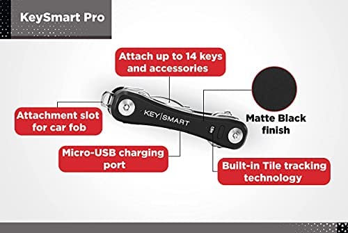 KeySmart Pro - Advanced Smart Key Organizer with Tile Tracker & LED Light