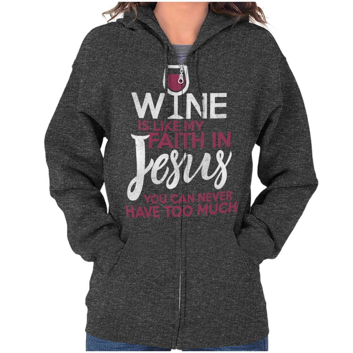 Faithful & Fun Wine Jesus Zip Hoodie
