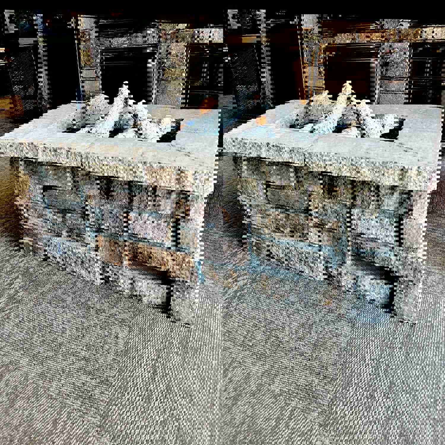 Luxury Outdoor Stone Gas Fire Pit, 48" x 30"
