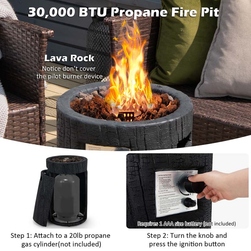 Elegant Outdoor Propane Fire Pit with Auto-Ignition, 30,000 BTU
