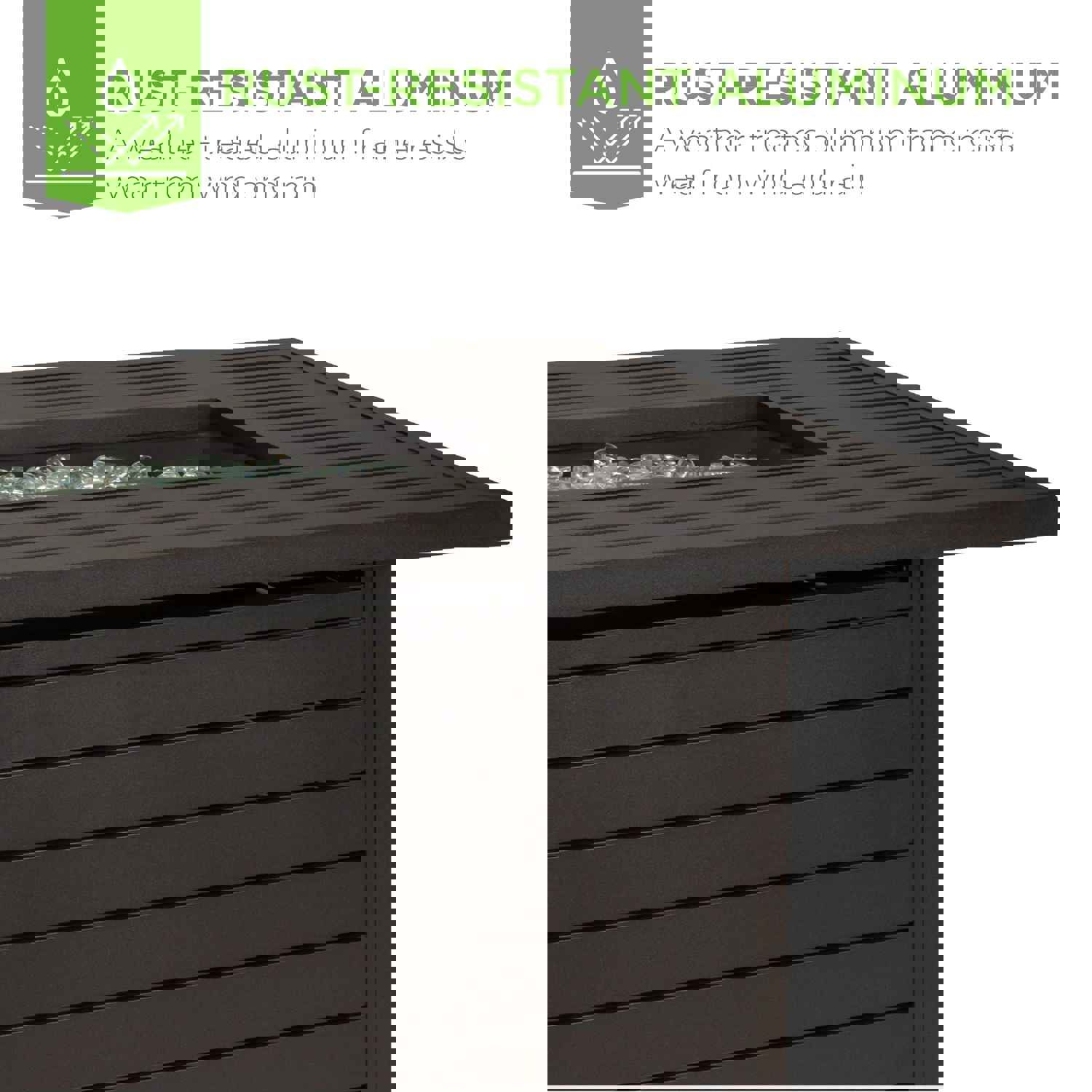 50,000 BTU Rectangular Propane Gas Fire Pit Table with Storage and Cover