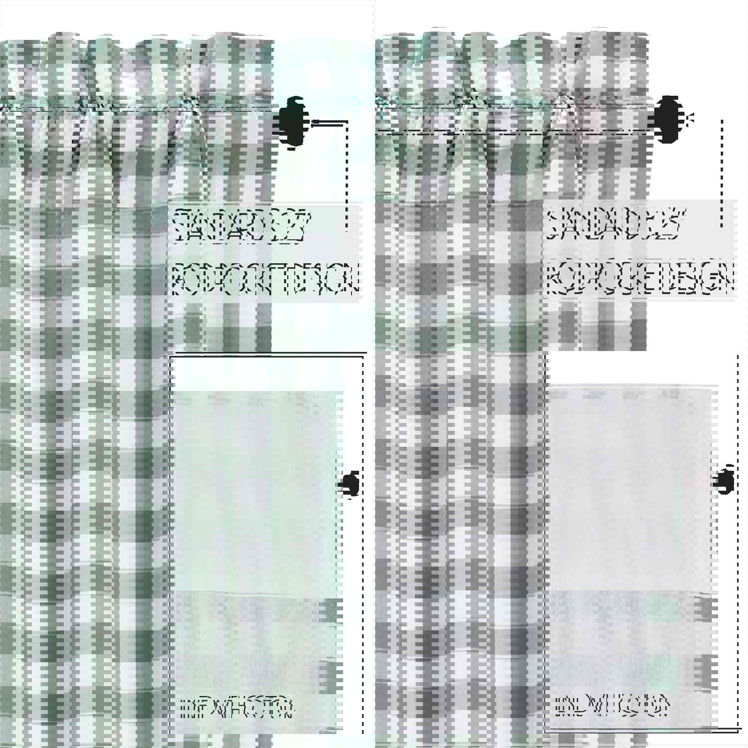 Annie Buffalo Green Check Swag Set, 36x36, Country Cottage Style