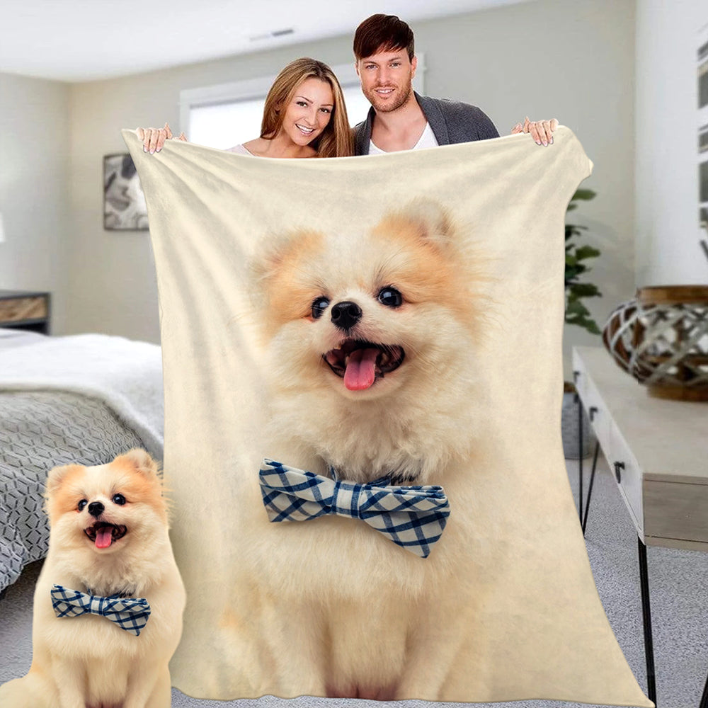 Customizable Pet Dog Photo Fleece Blanket, Perfect Personalized Gift