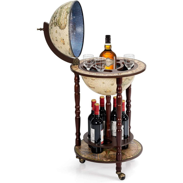 18th Century Inspired Italian Globe Wine Bar Stand with Storage