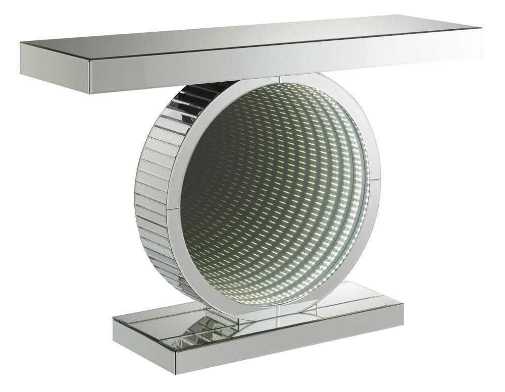Stylish Angelonia Silver Console Table with Mirrored Base