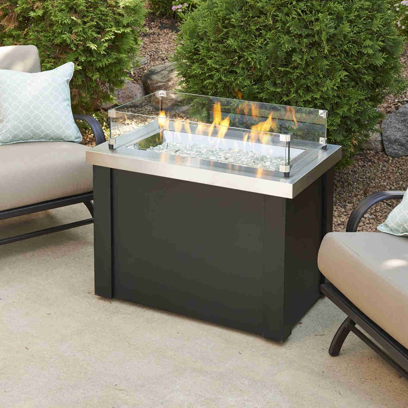 Stainless Steel Providence Gas Fire Pit Table - Modern Outdoor Gathering Centerpiece