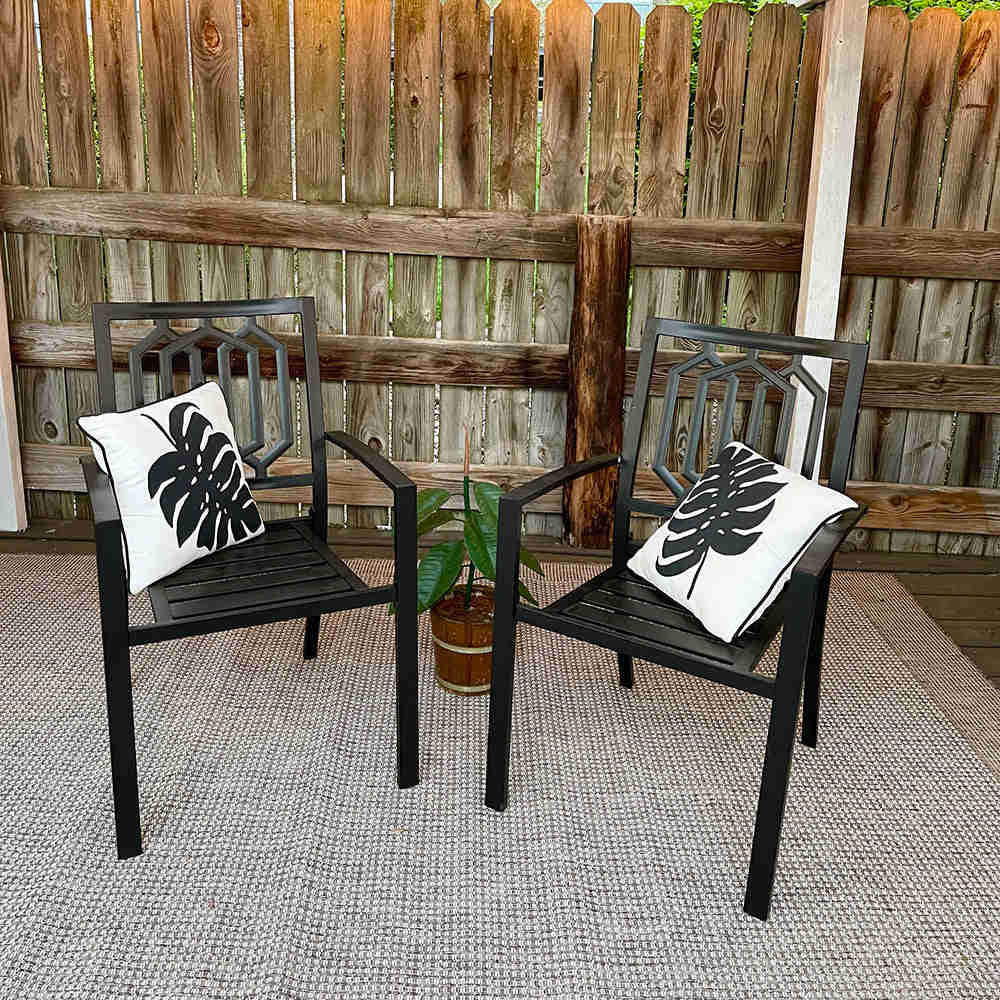 PHI VILLA 7-Piece Outdoor Patio Dining Set with Stackable Chairs and Rectangle Table