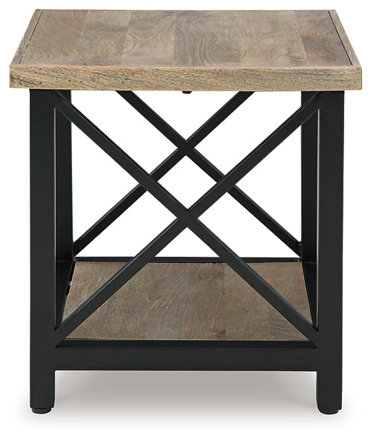 Rustic Urban Style Mango Wood and Metal End Table