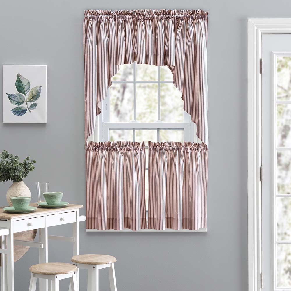 Ellis Classic Ticking Stripe Tailored Swag Curtains 56x36
