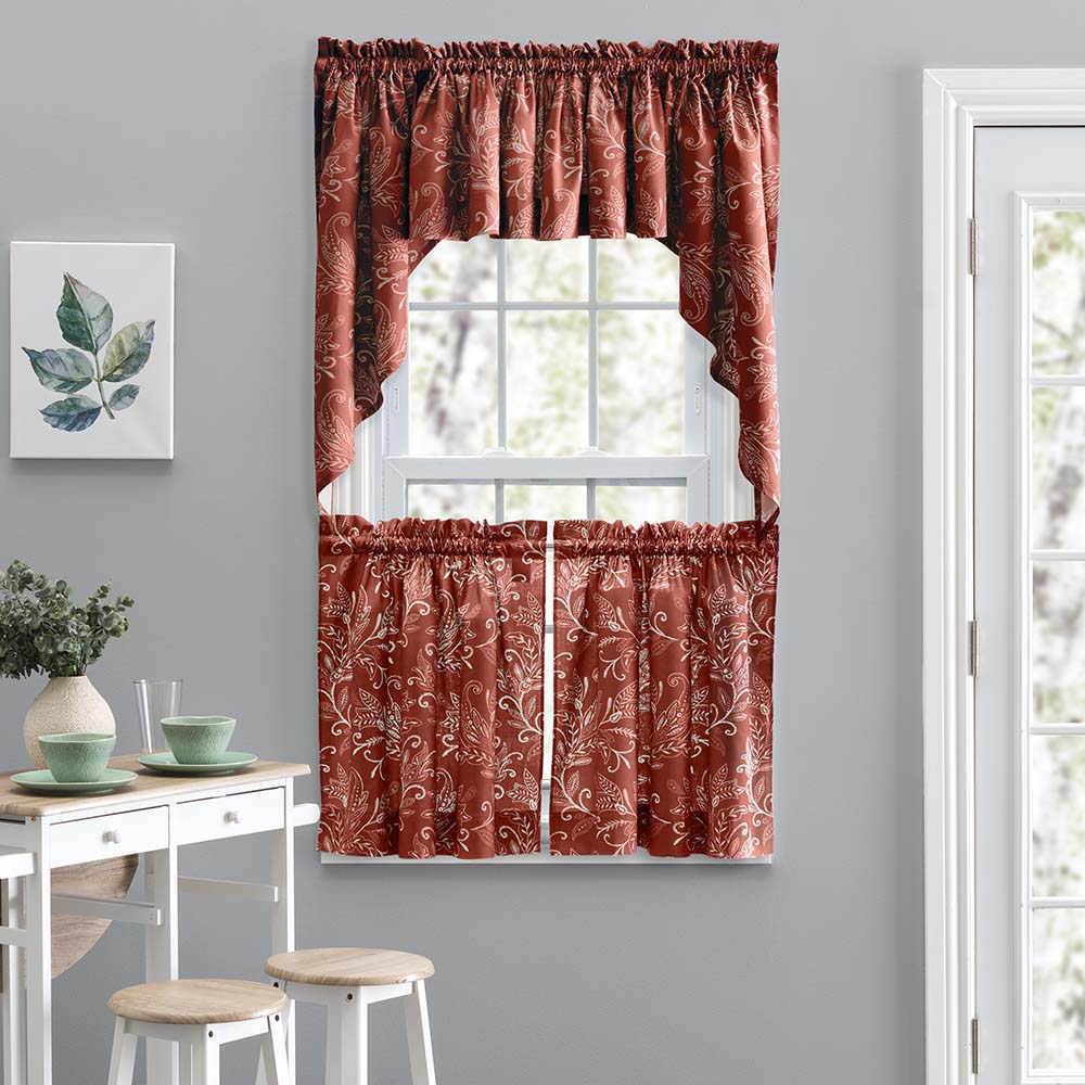 Ellis Curtain Lexington Leaf Pattern Tailored Swags 56x36