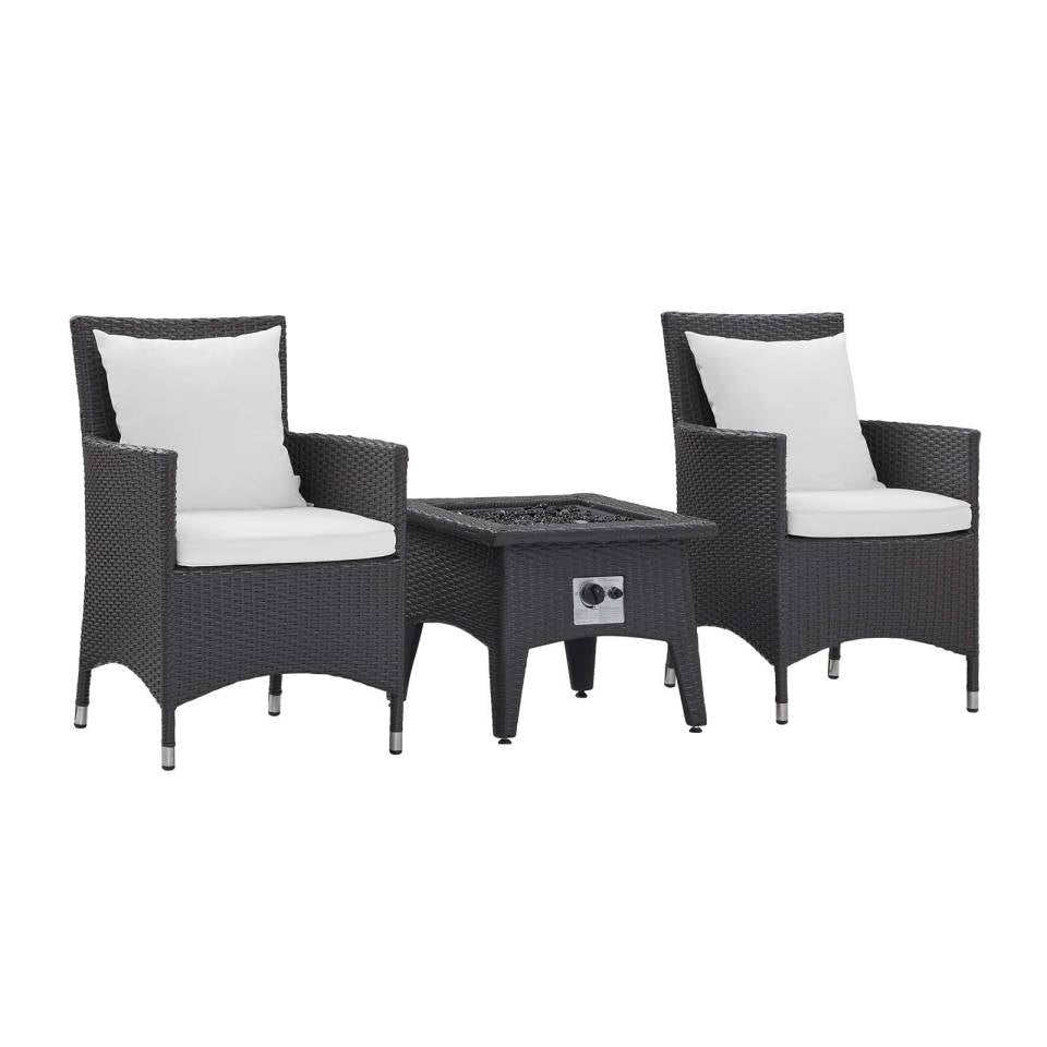 Modway Convene 3 Piece Outdoor Patio Set with Fire Pit