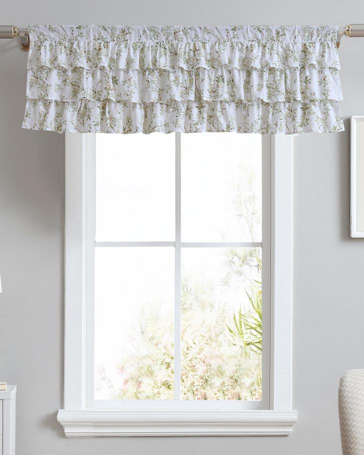 Lindy Green Tier Ruffled Window Valance