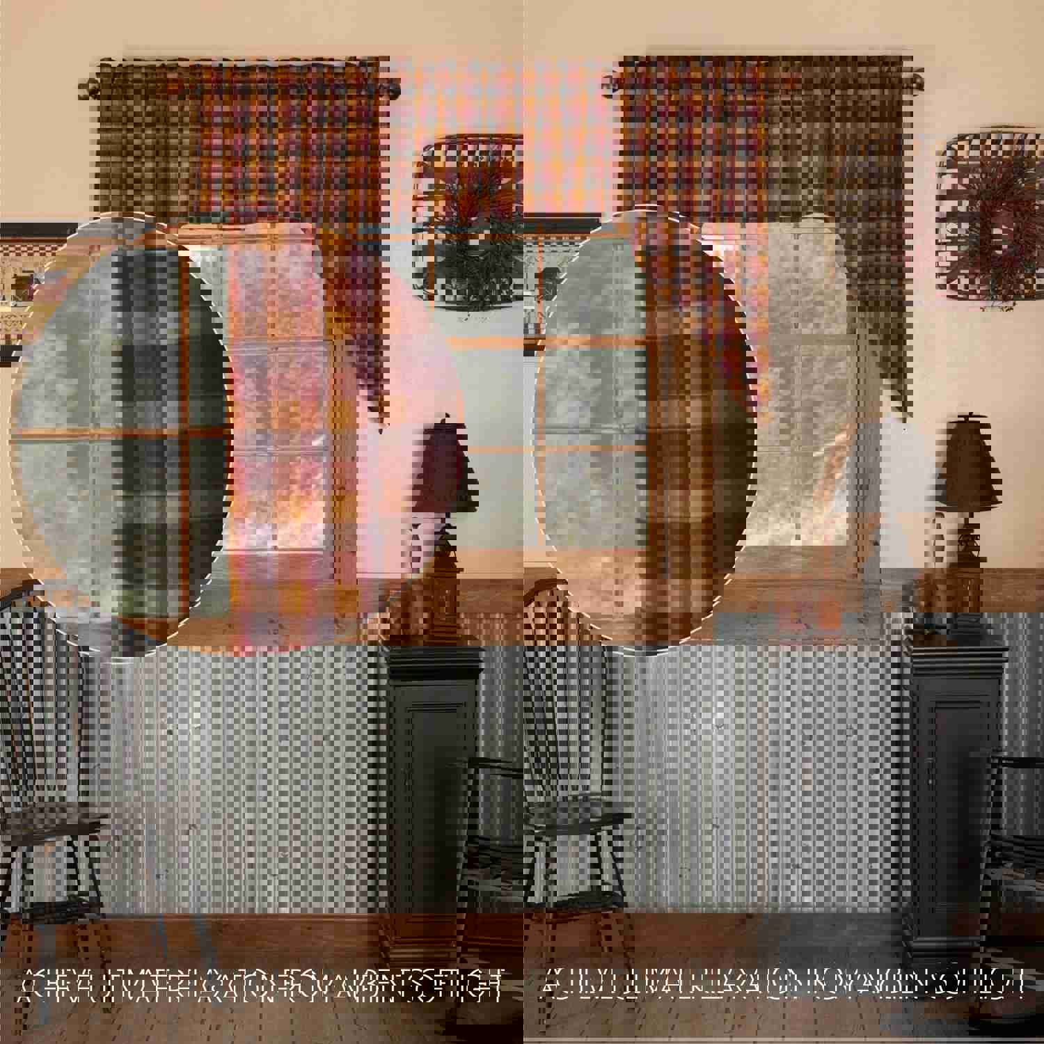 Rustic Country Style Window Swag Set - Heritage Farms Burgundy Check