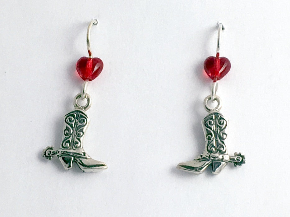 Sterling Silver Cowboy Boot Earrings with Spurs