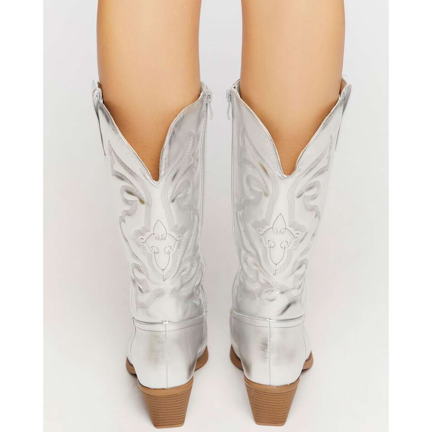 Stylish Zippered Embroidered Cowgirl Boots