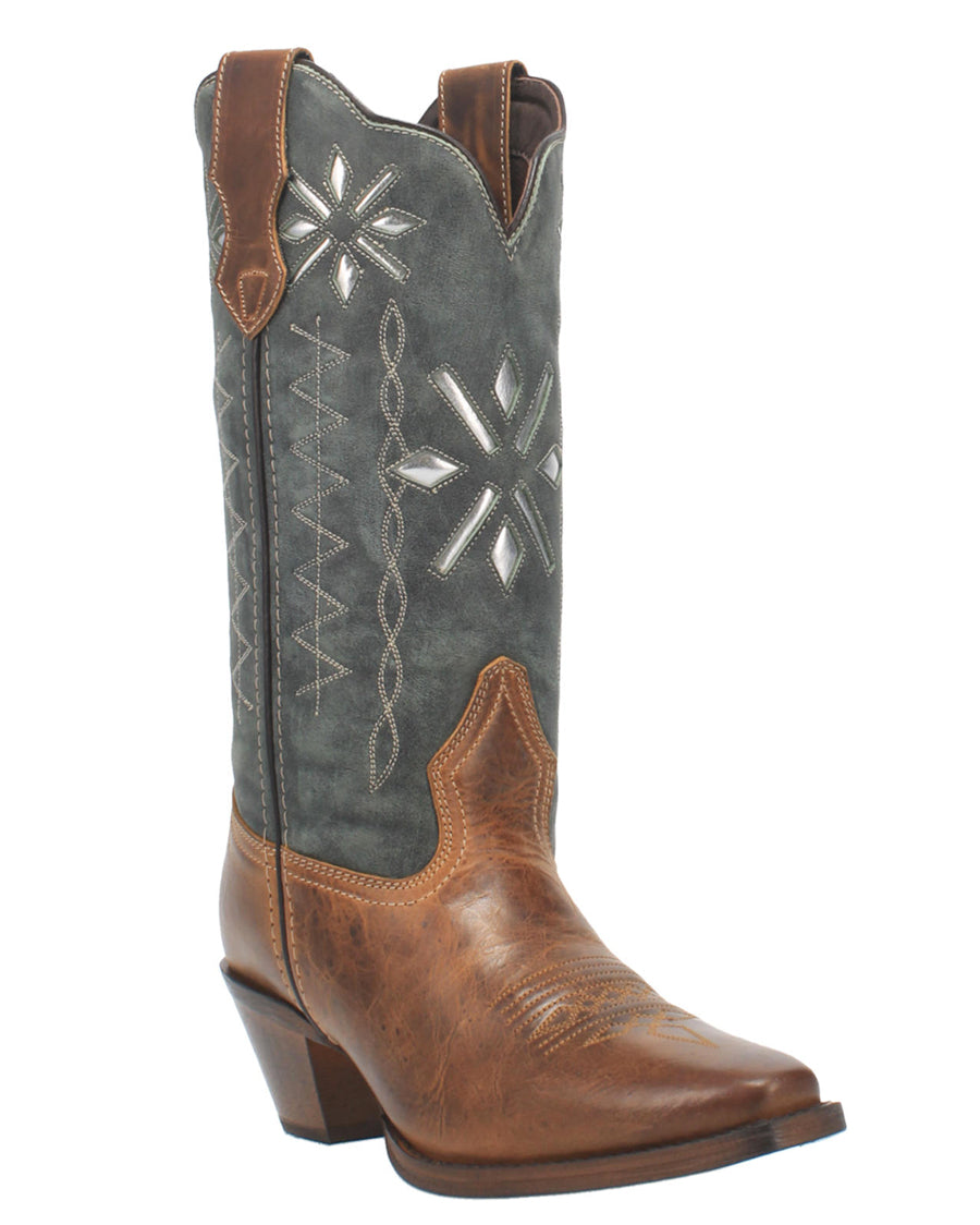 Women's Passion Flower Western Boots with Diamond Inlays