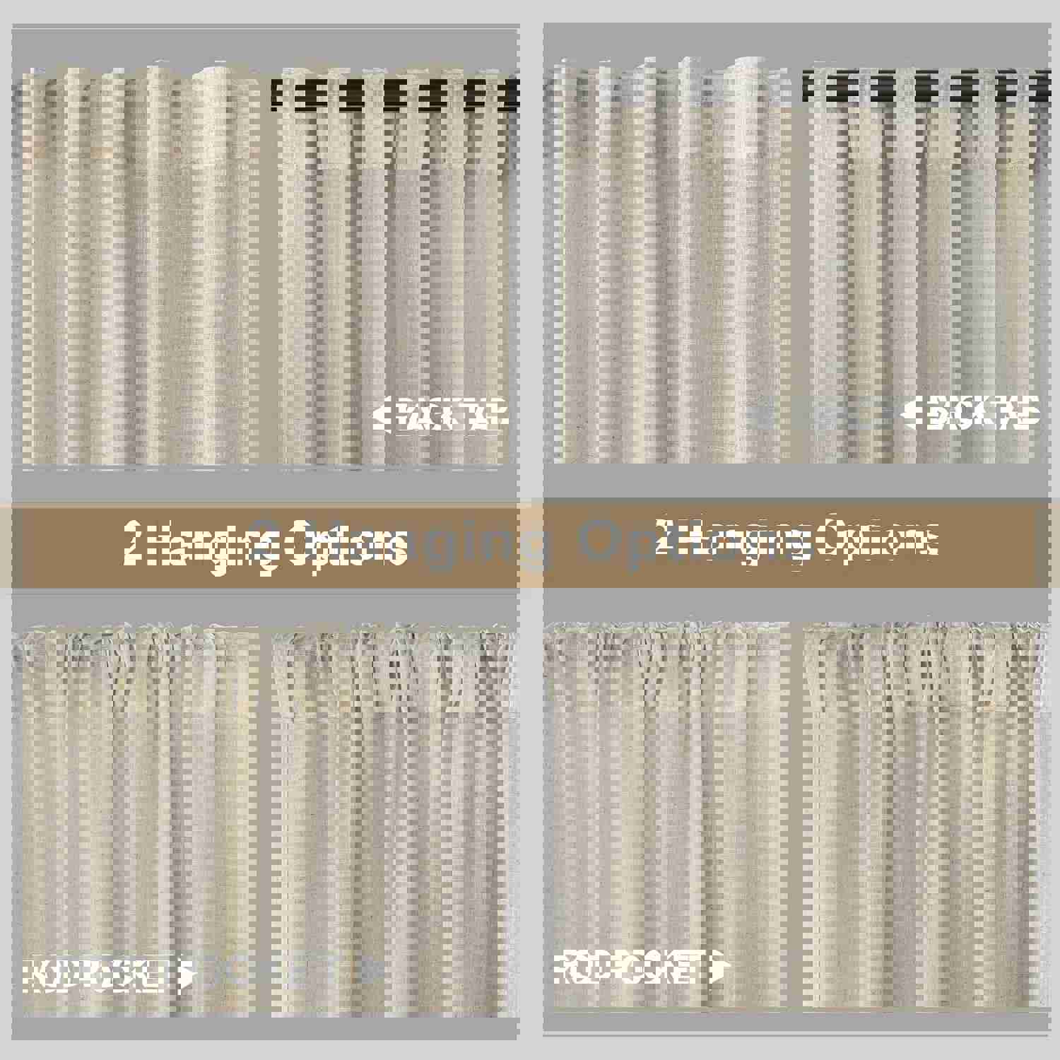 Elegant Linen Blend Semi-Sheer Curtains, 102 Inches Long