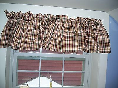 Country-Style Plaid Curtains - 100% Cotton Valances, Tiers, and Swags
