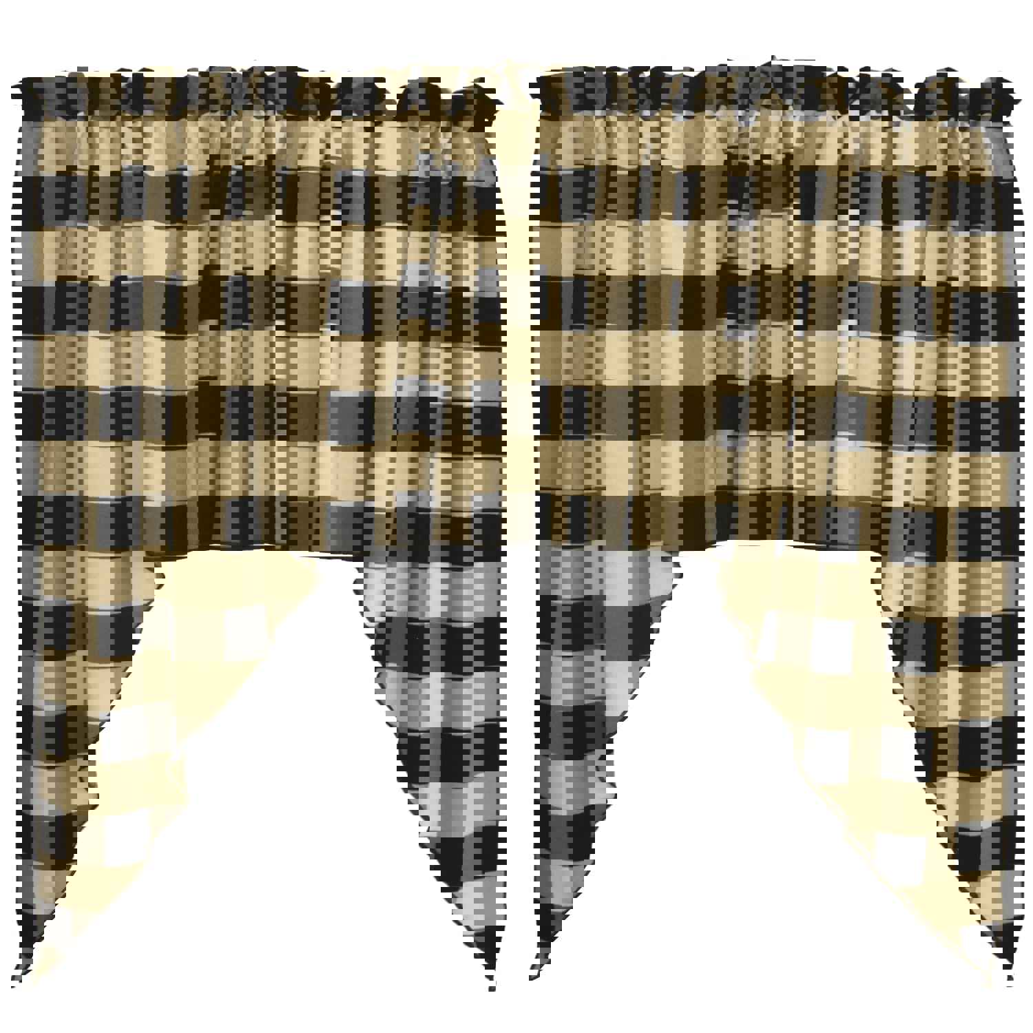 Buffalo Check Poplin Swag Window Valance Set, 72" Wide x 36" Tall