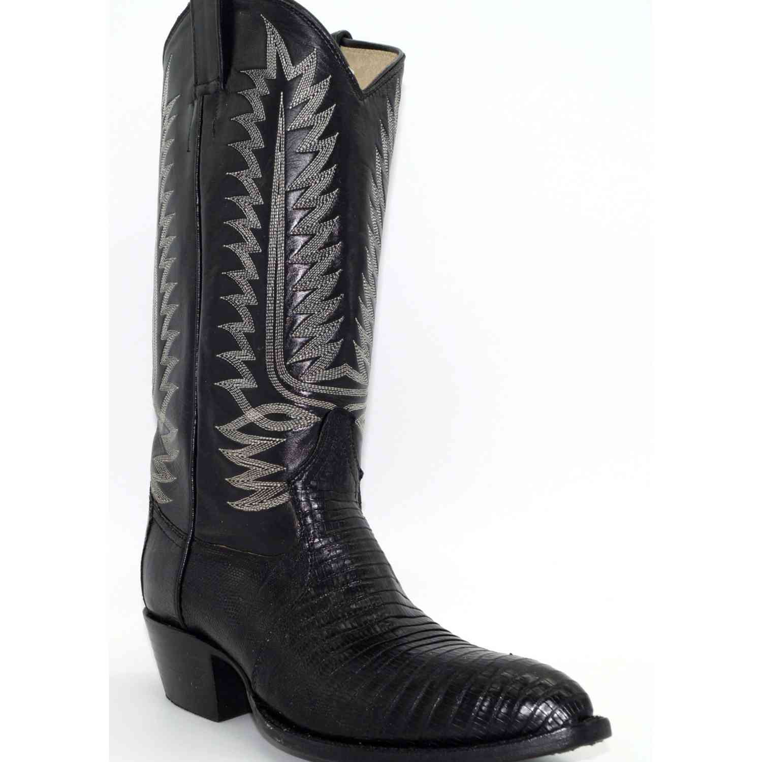 Cowtown Men's Exotic Black Lizard R Toe Western Boots - 844W