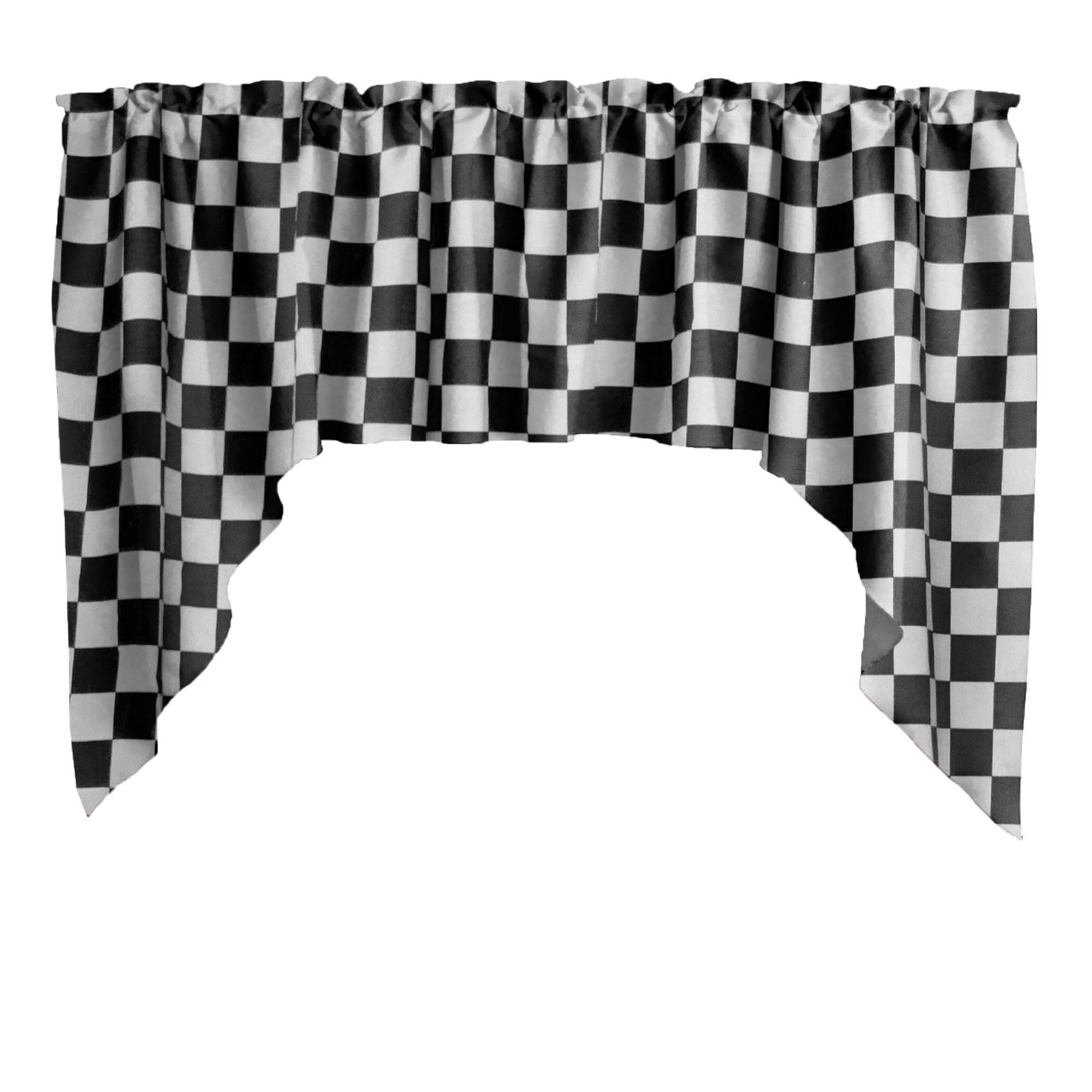 Cotton Racecar Checkerboard Valance with Swag Ends
