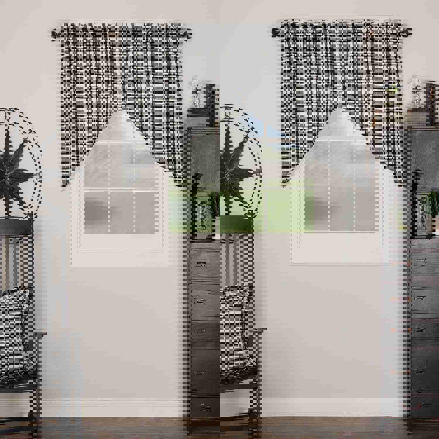 Annie Buffalo Check Prairie Swag Set - Modern Farmhouse Window Curtains