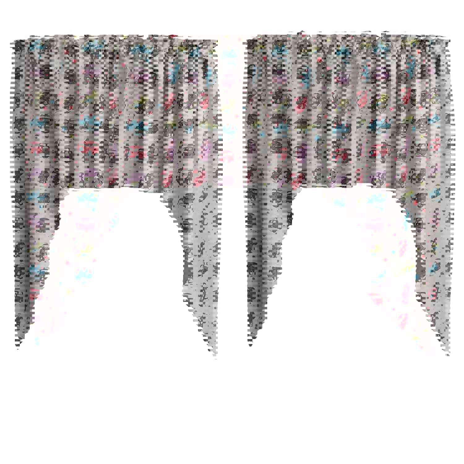 Cotton Swag Valance with Cars and Trucks Print