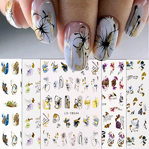 9 PCS Flower & Butterfly Nail Art Stickers Set