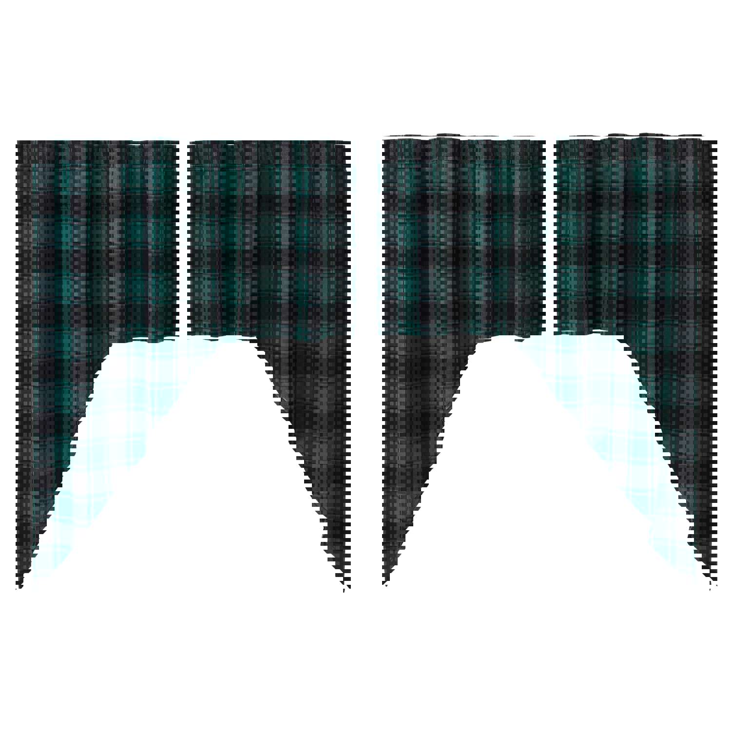 Rustic Country Style Prairie Swag Set with Green and Black Plaid