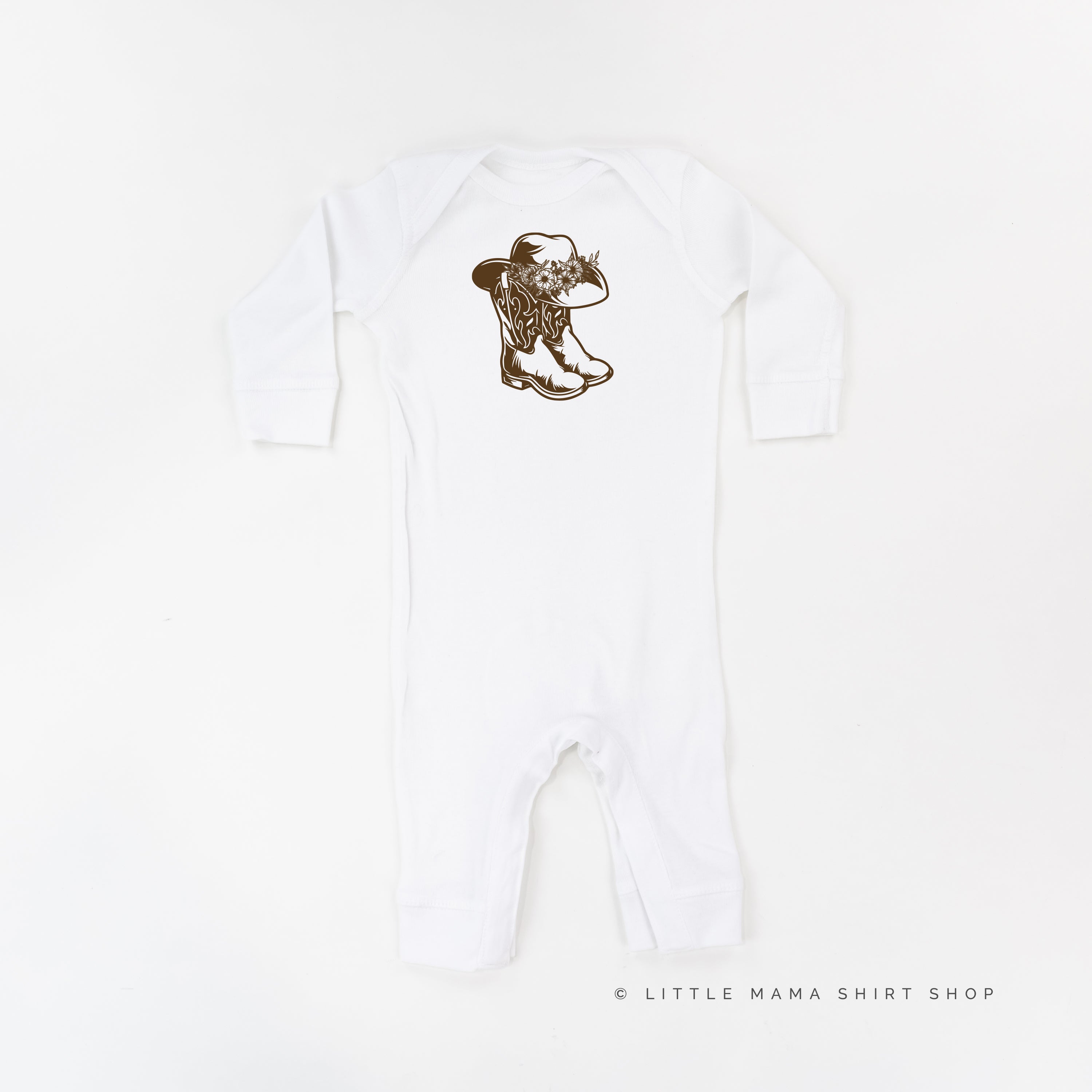 Cowgirl Boots with Hat and Flowers - Unisex Baby Sleeper