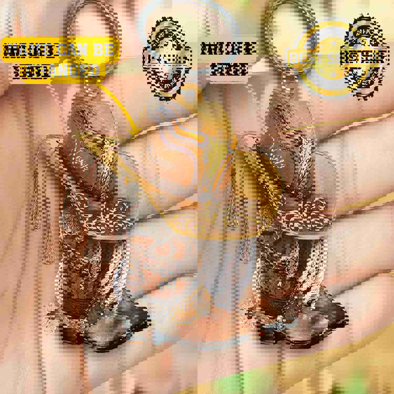 Customized Western Cowboy Boots Double-Sided Acrylic Keychain