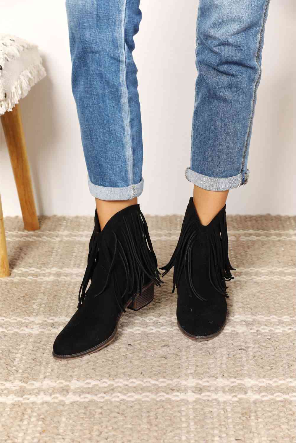 Stylish Fringe Detail Ankle Boots for Women