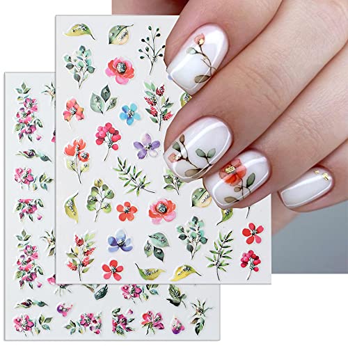 Elegant Floral Nail Art Stickers - Spring Blossom Design for DIY Manicures