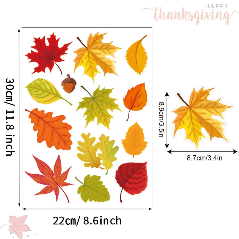 Autumn Themed Window Clings - Festive Fall Decorations